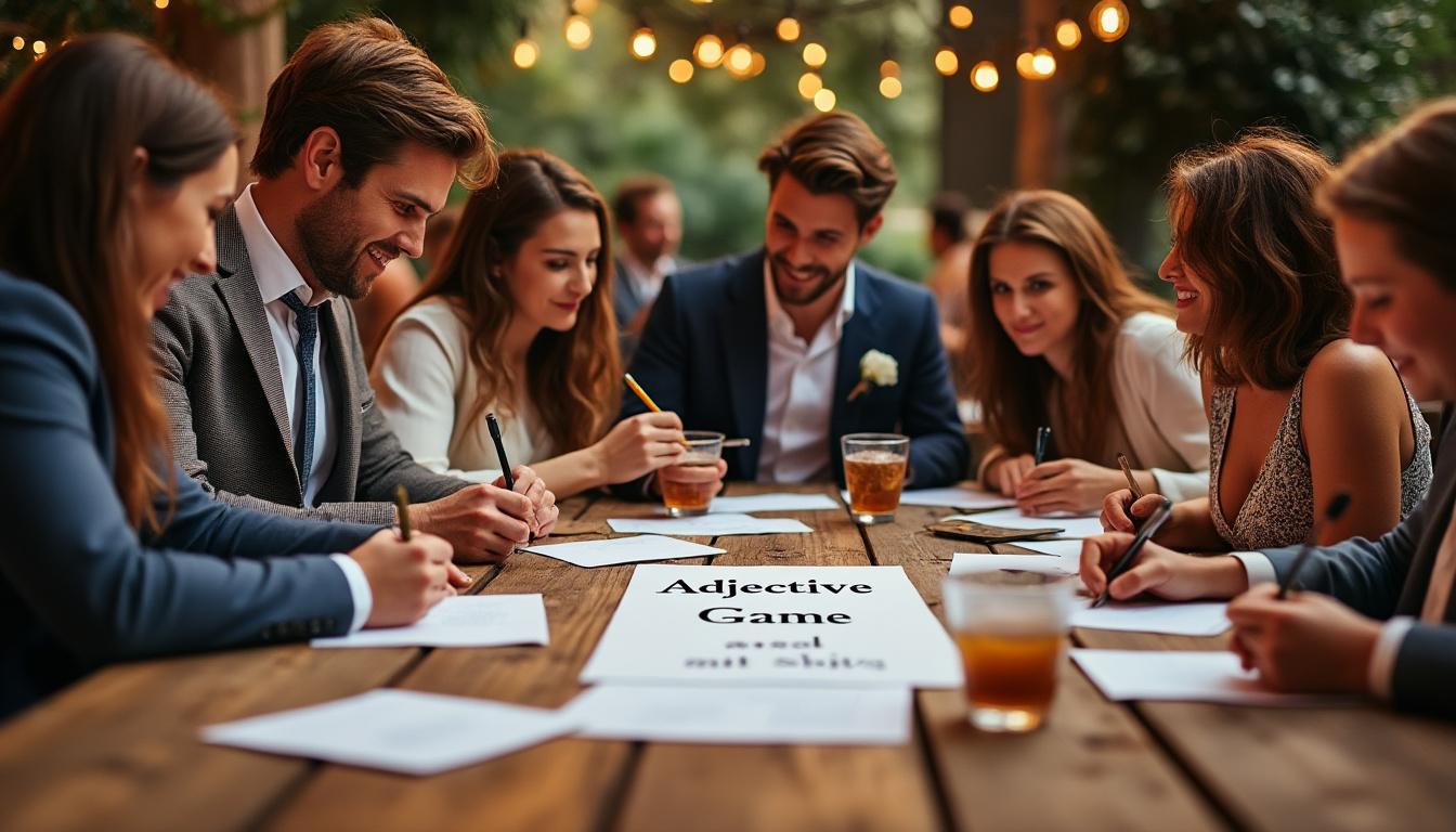 découvrez notre jeu des adjectifs pour mariage, une animation ludique et conviviale idéale pour divertir vos invités et créer des souvenirs inoubliables lors de votre réception.