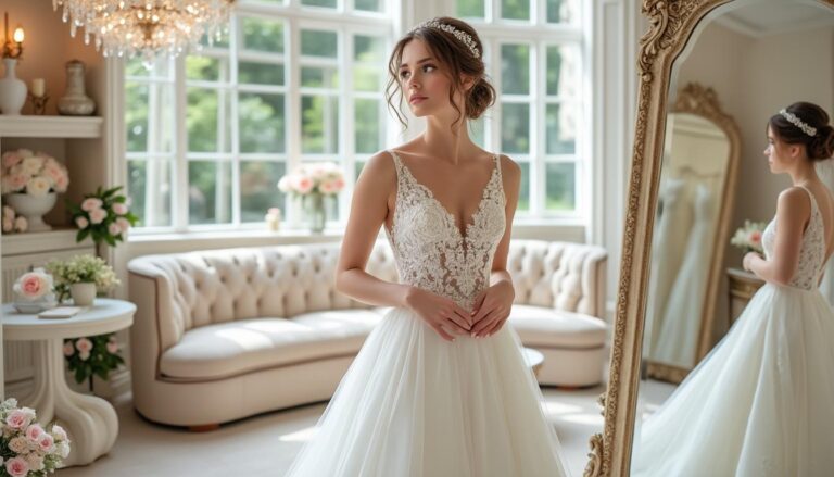 découvrez nos conseils d'alma atelier pour choisir la robe de mariée parfaite adaptée aux épaules carrées, afin de sublimer votre silhouette le jour j.