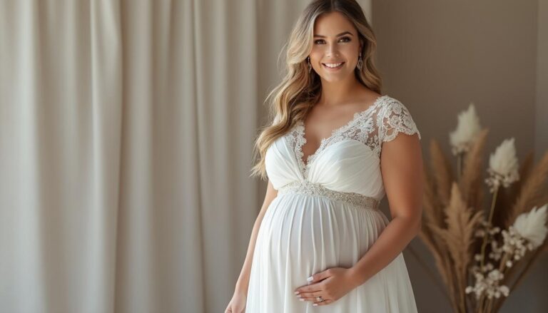 découvrez comment choisir la robe de mariée idéale pour sublimer votre silhouette avec un ventre, grâce aux conseils experts d'alma atelier.